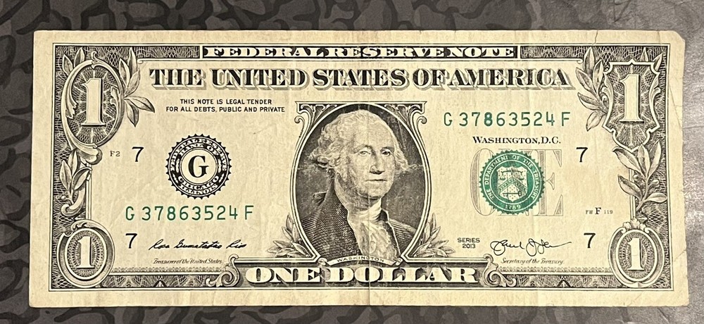 $1 Fancy Serial Error Note Mixed Ladder/ Extra Ink In Serial Number