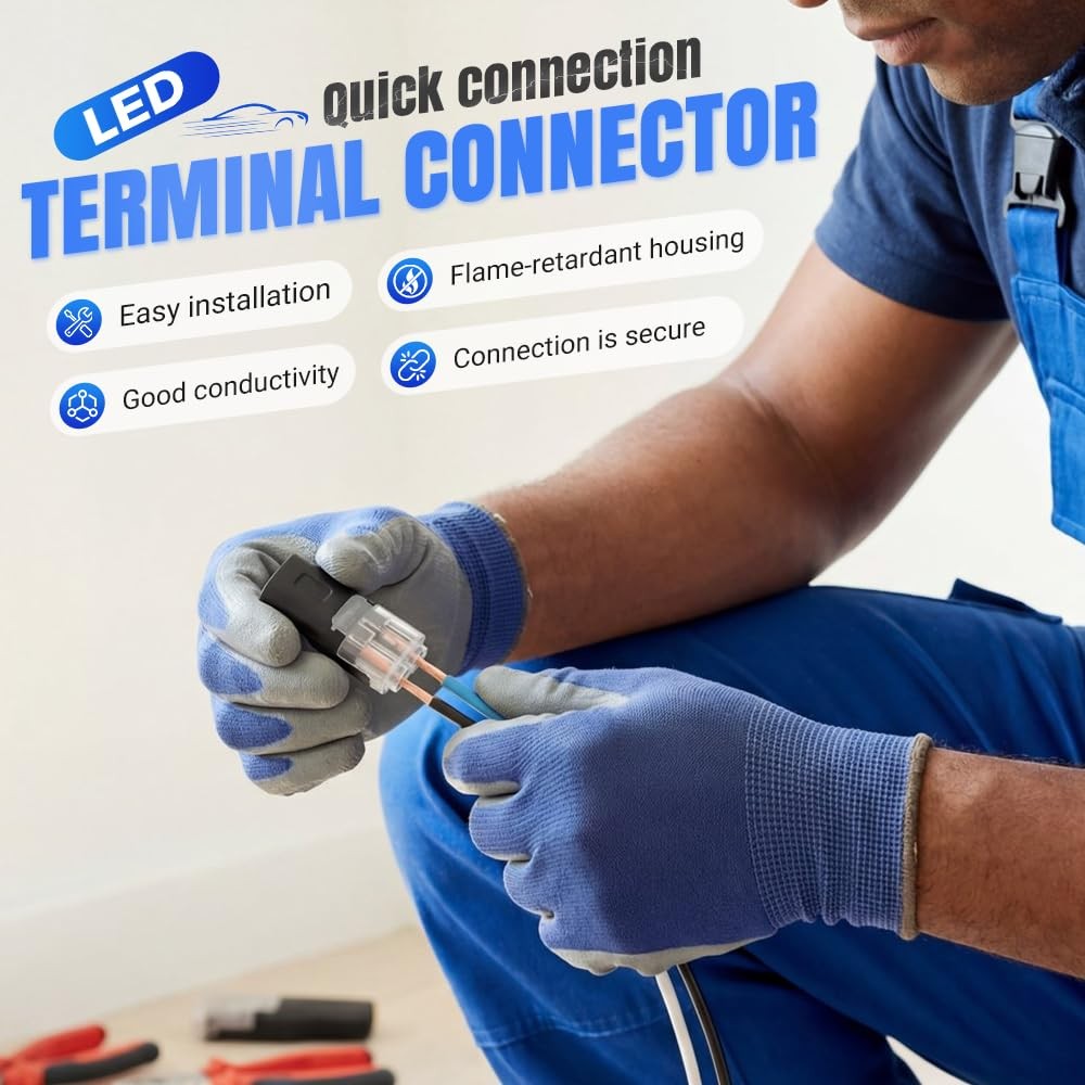 Double-Wire Plug-in Connector, Cable Clamp with Locking Buckle, 20/50 Pack