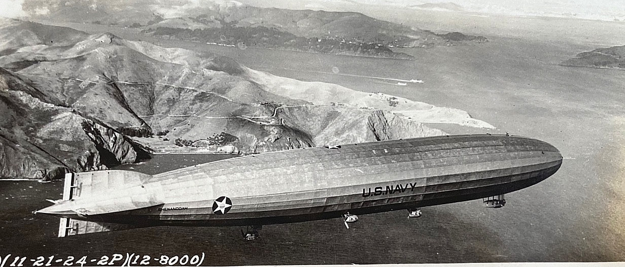 RARE! USS SHENANDOAH FLIES OVER SAN FRANCISCO BAY OCT. 13-14,1924 OFFICIAL PHOTO