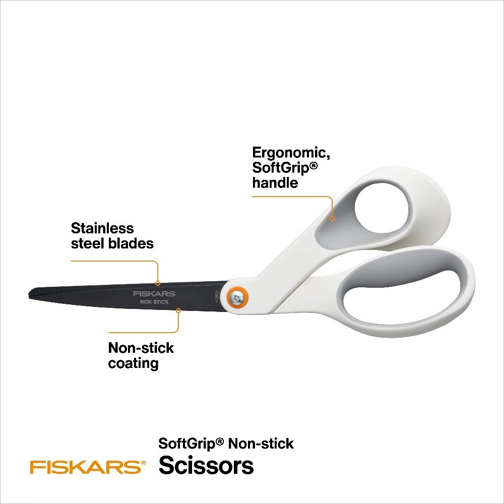 Non-Stick Titanium Kitchen Scissors with Soft Grip Orange Grey Multipurpose