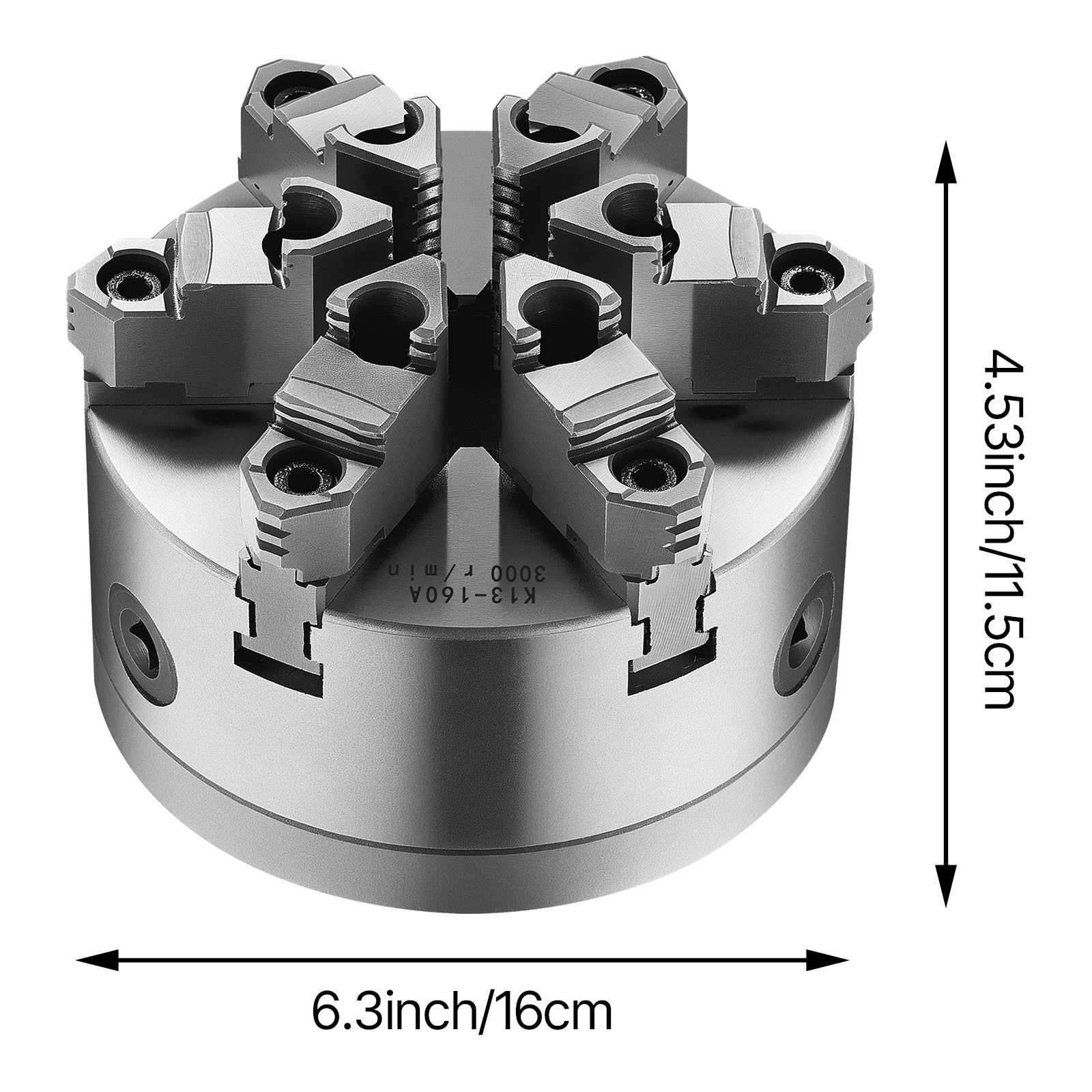 6 Inch 6-Jaw Self-Centering Lathe Chuck with D1-4 Cam Lock Backing Plate