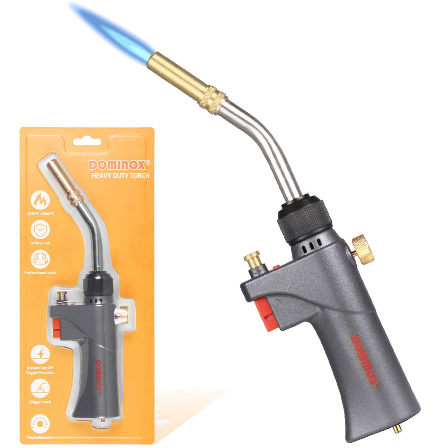 DOMINOX Propane Torch Head, High Intensity Torch Head Trigger Start Gas Tor