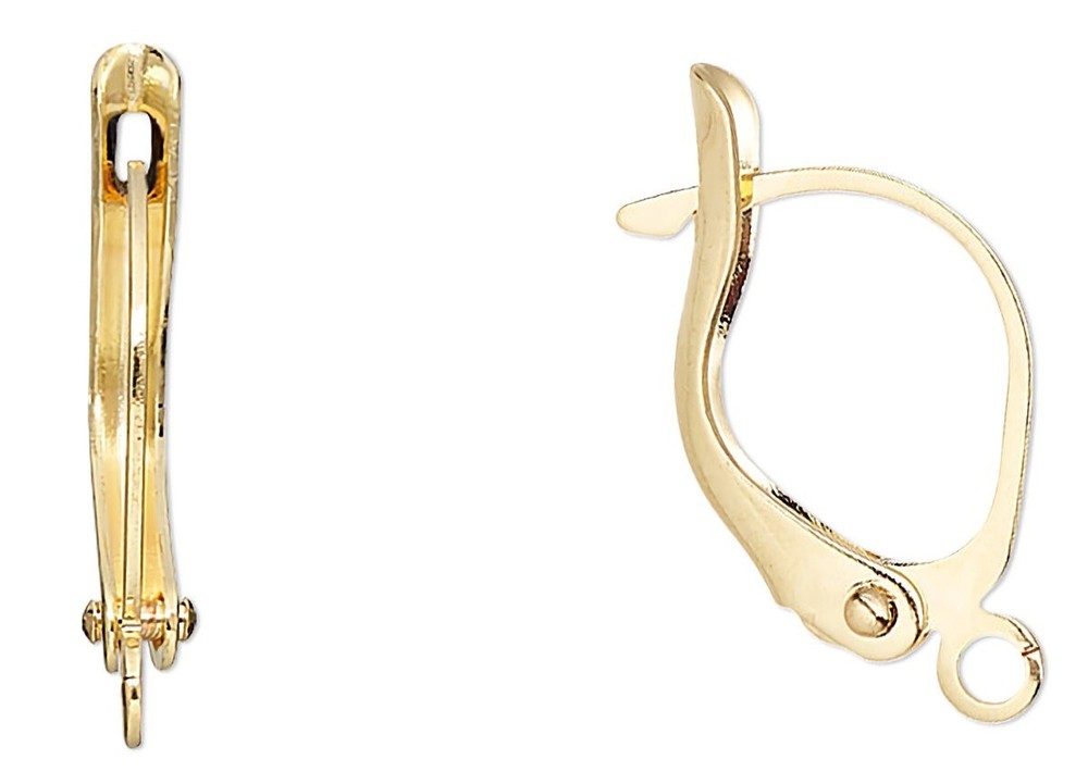 100 Gold Plated Brass 17mm Leverback Hinge Earwire Earrings with Open Loop