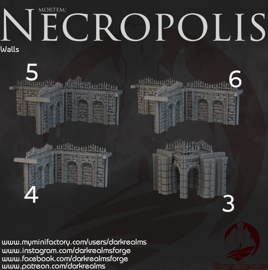Ravenloft Necropolis Wall Corner -32mm Scale -Graveyard -D&D -Pathfinder -RPG