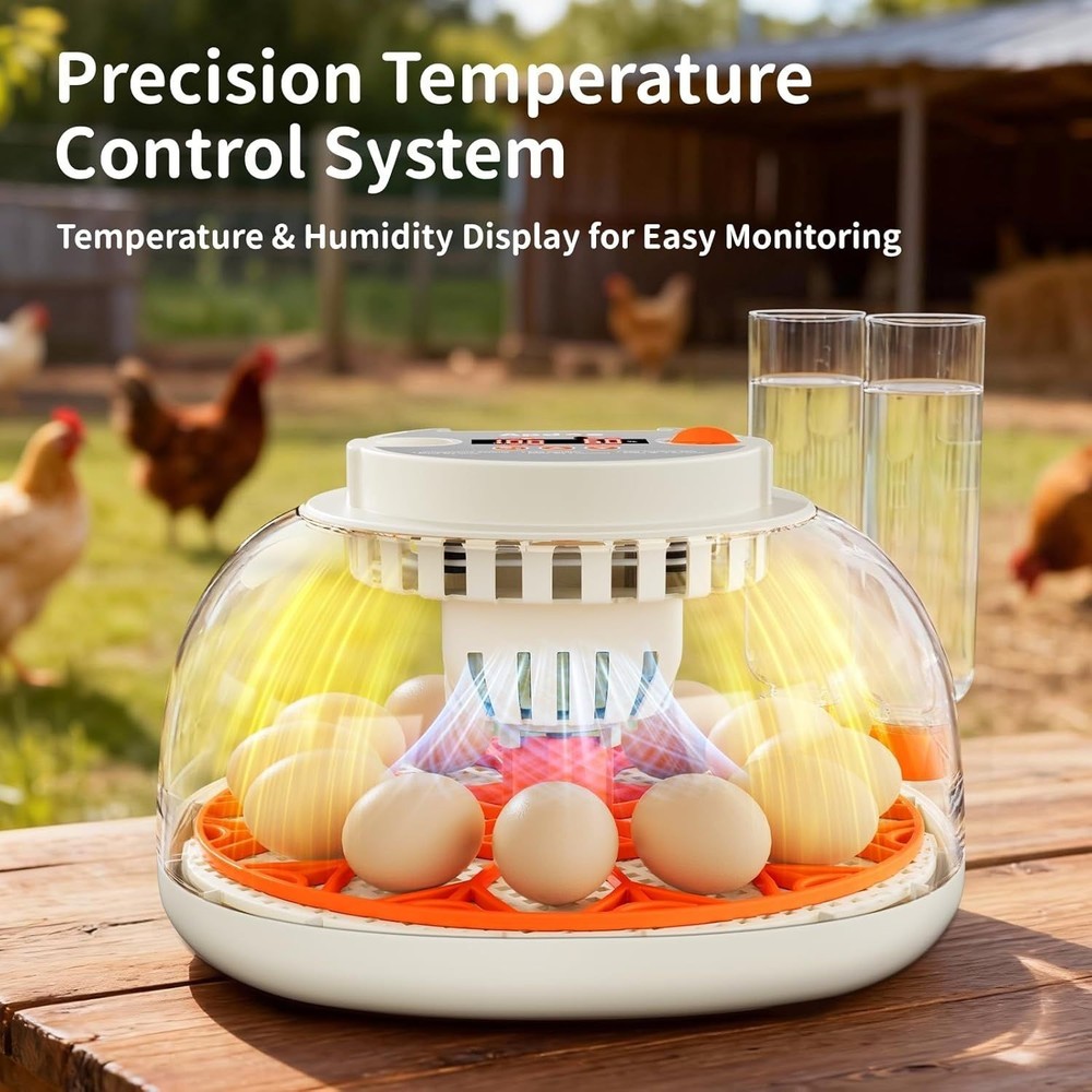 Egg Incubator with Temperature and Humidity Control, Automatic Egg Turning