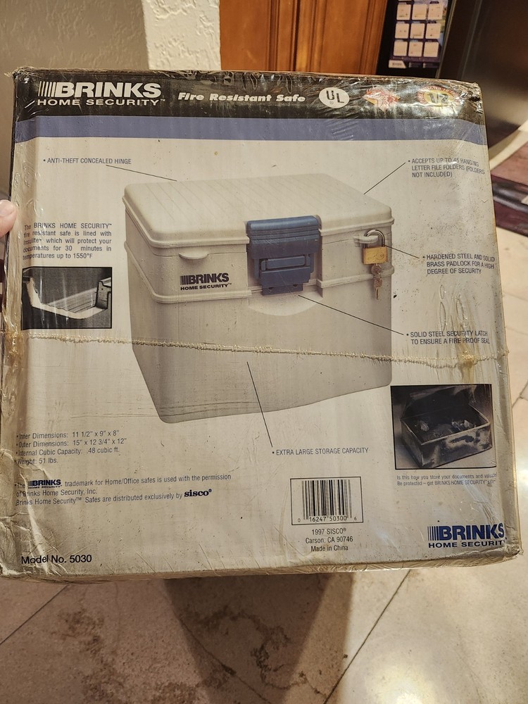 Brinks Home Security Locked Box Fire Safe Rated 1/2 Hour