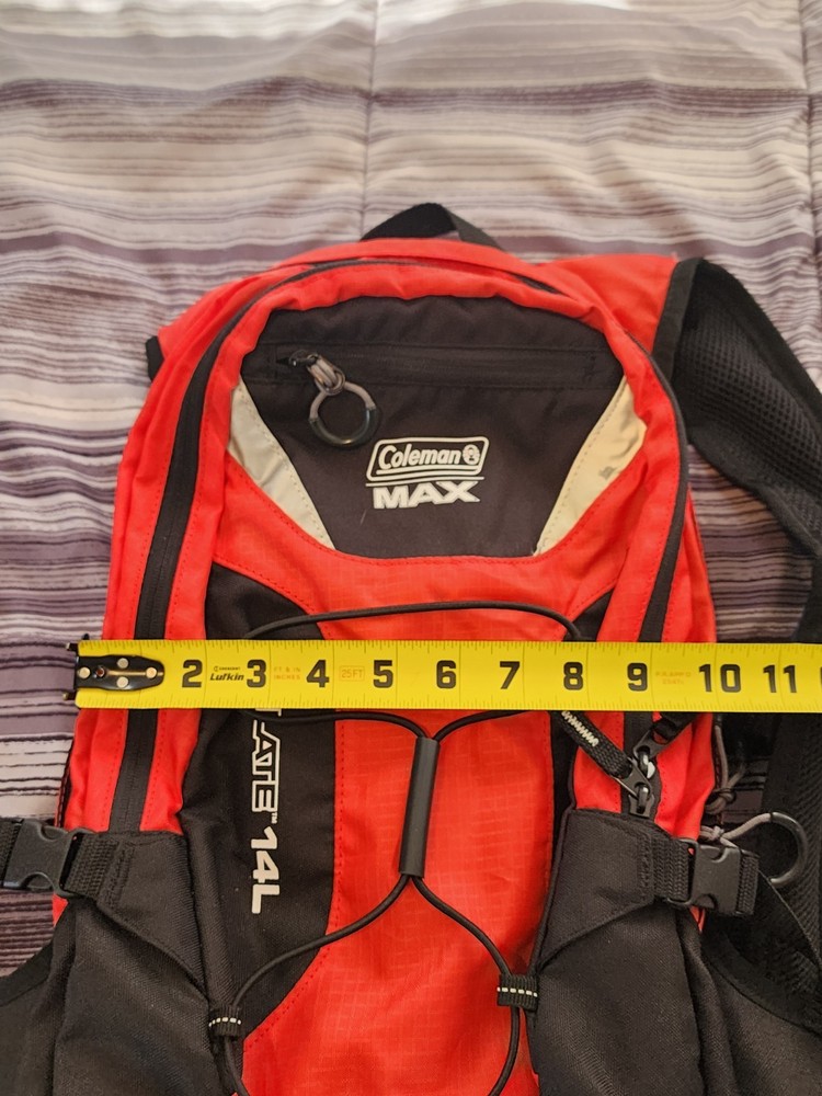 COLEMAN MAX HYDRATION RED BACKPACK Elate 14L, NEW BLADDER