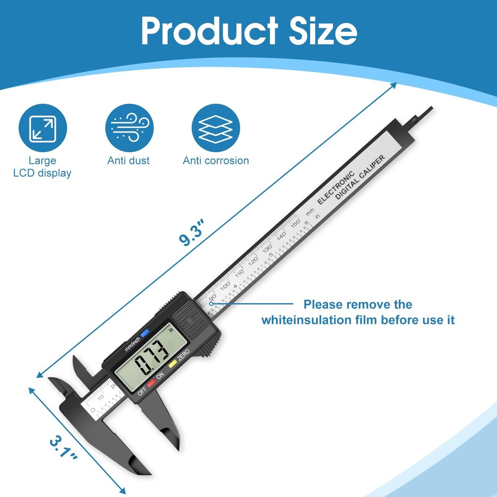 Digital Caliper Calipers Measuring Tool, 0-6inches Electronic with...