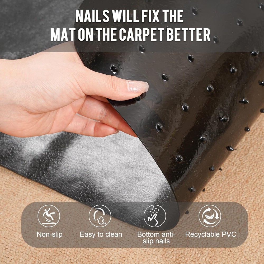 Carpet Protector for Pets -3.6FT 3PCS Black Round Corner Plastic Carpet Prote...