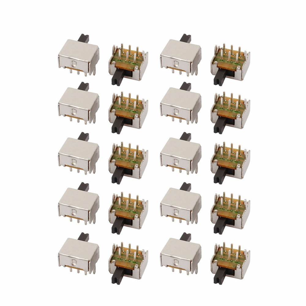 20Pcs 2 Position Vertical Angle 6P DPDT Micro Slide Switch Latching Power Switch