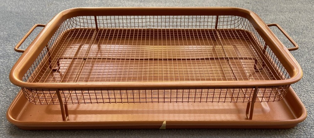 2 Pcs Copper Chef Crisper Basket with Baking Sheet Pan