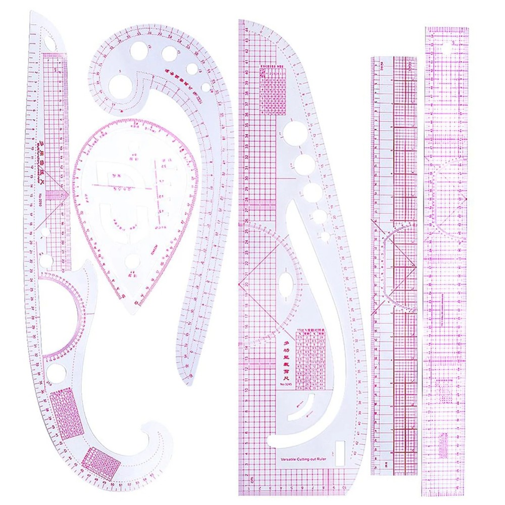 French Curve Ruler Set 6 Piece Flexible Sewing Pattern Drafting Tools Kit