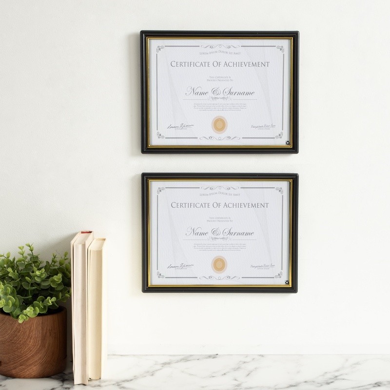 2-Pack Document Frame Set Easy Hang Award Certificate Display Lightweight Office
