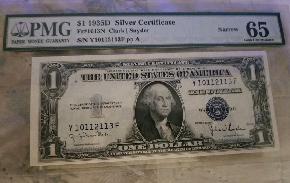 1935 D RARE ERROR MISALIGNED $1 SILVER CERTIFICATE Collectible