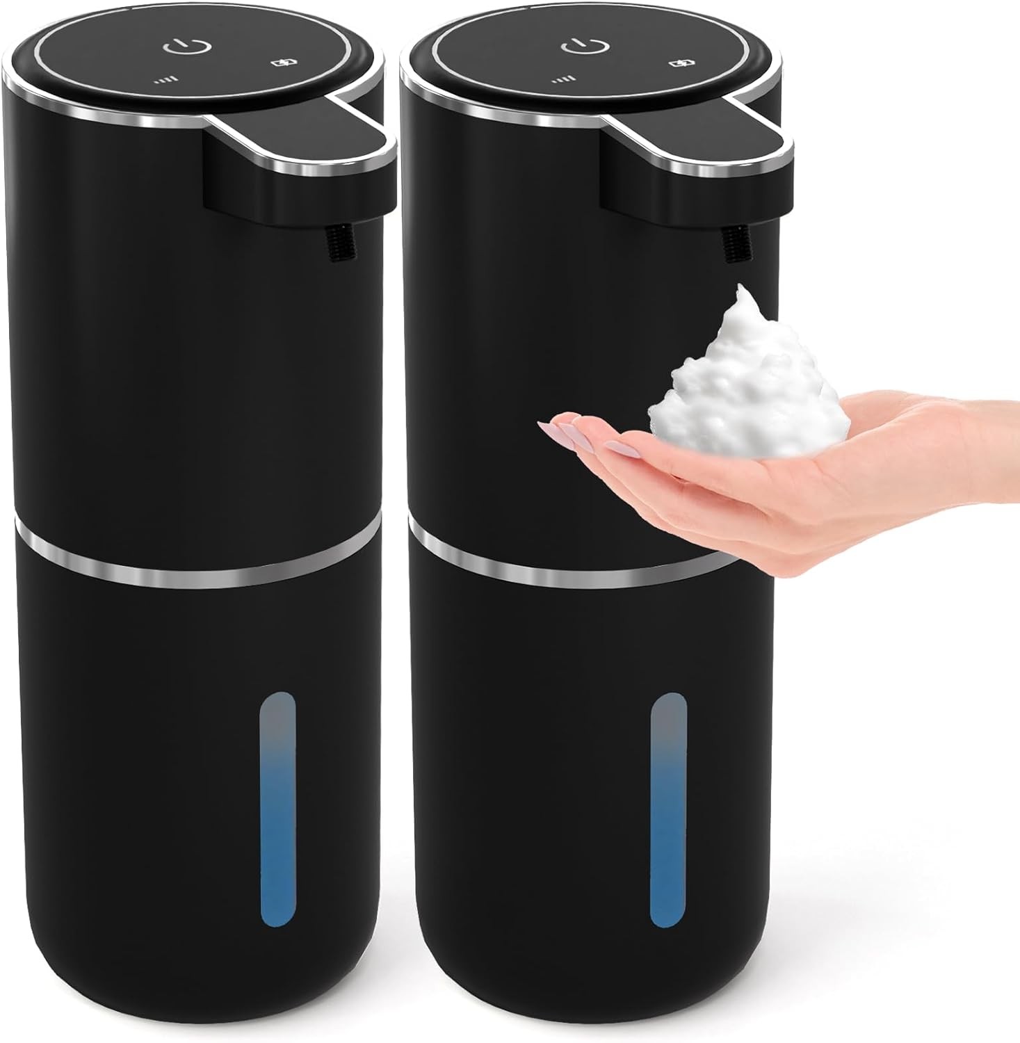 2Pk Automatic Foaming Soap Dispenser, Touchless Dispenser 380ml USB Rechargeable