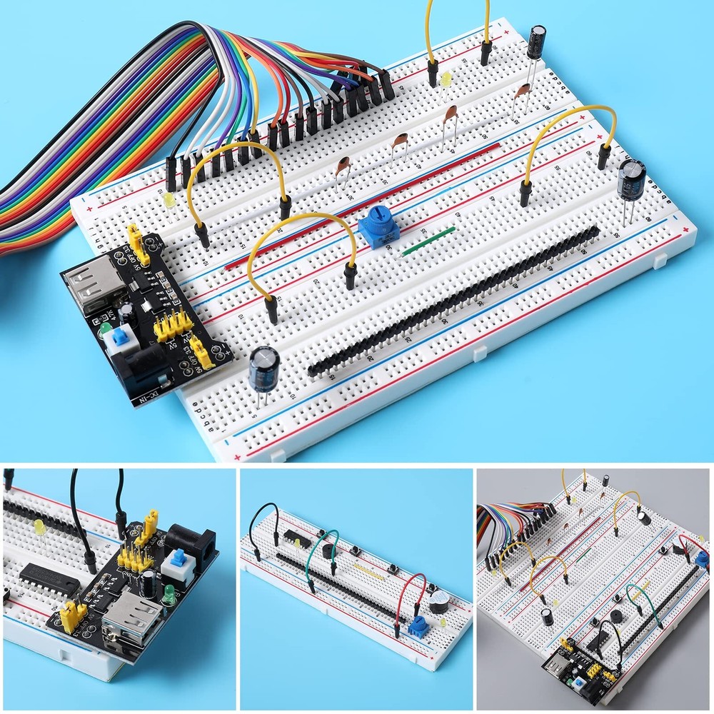 Breadboard Kit 2x400 Point and 2x830 Point Solderless Prototype Boards Set