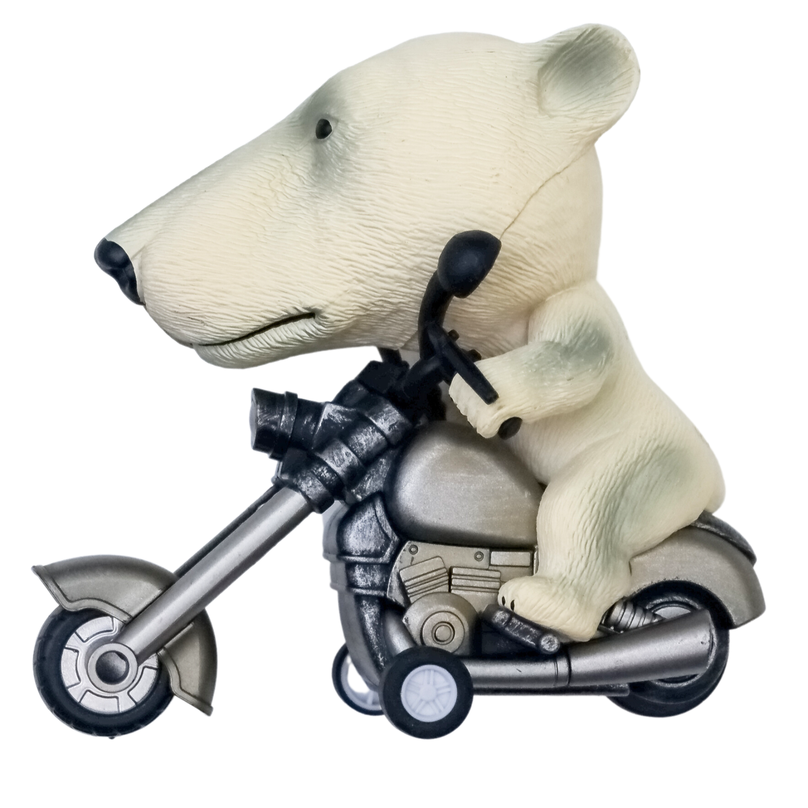 TOYANDONA Inertial White Polar Bear Riding Motorcycle Toy