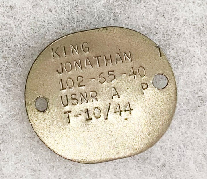 WWII USNR Jonathan King T-44 Single Dog Tag