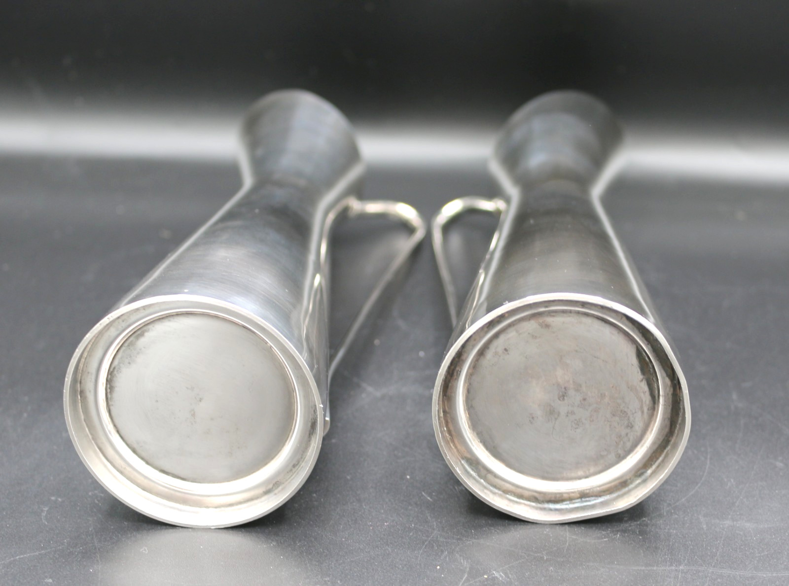 Pair of Vintage MCM Silver Plated Slender Pitcher Bud Vase 8.5''