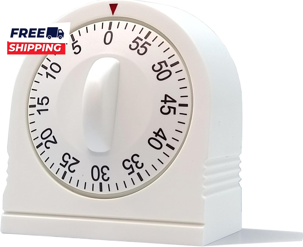 60 Minute Wind up Timer, Visual Mechanical Timer with Loud Alarm, Manual Countdo