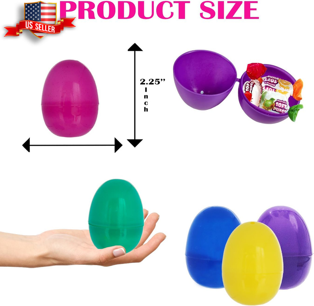 Fillable Easter Eggs with Hinge Bulk Colorful Bright Plastic Easter Eggs, Perfec