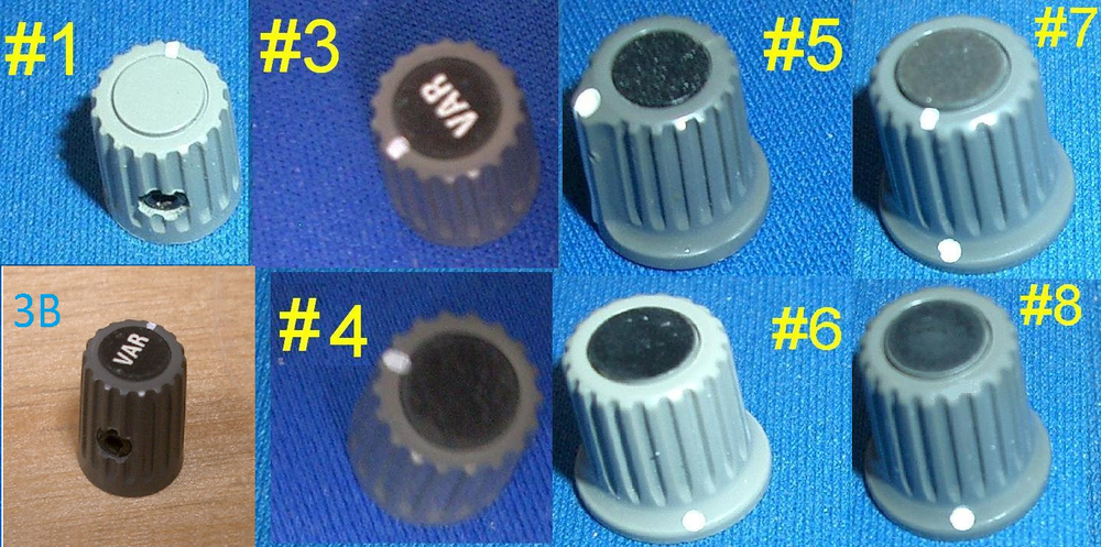 Small Gray Tektronix TEK knobs, Assorted styles, Sold in pairs
