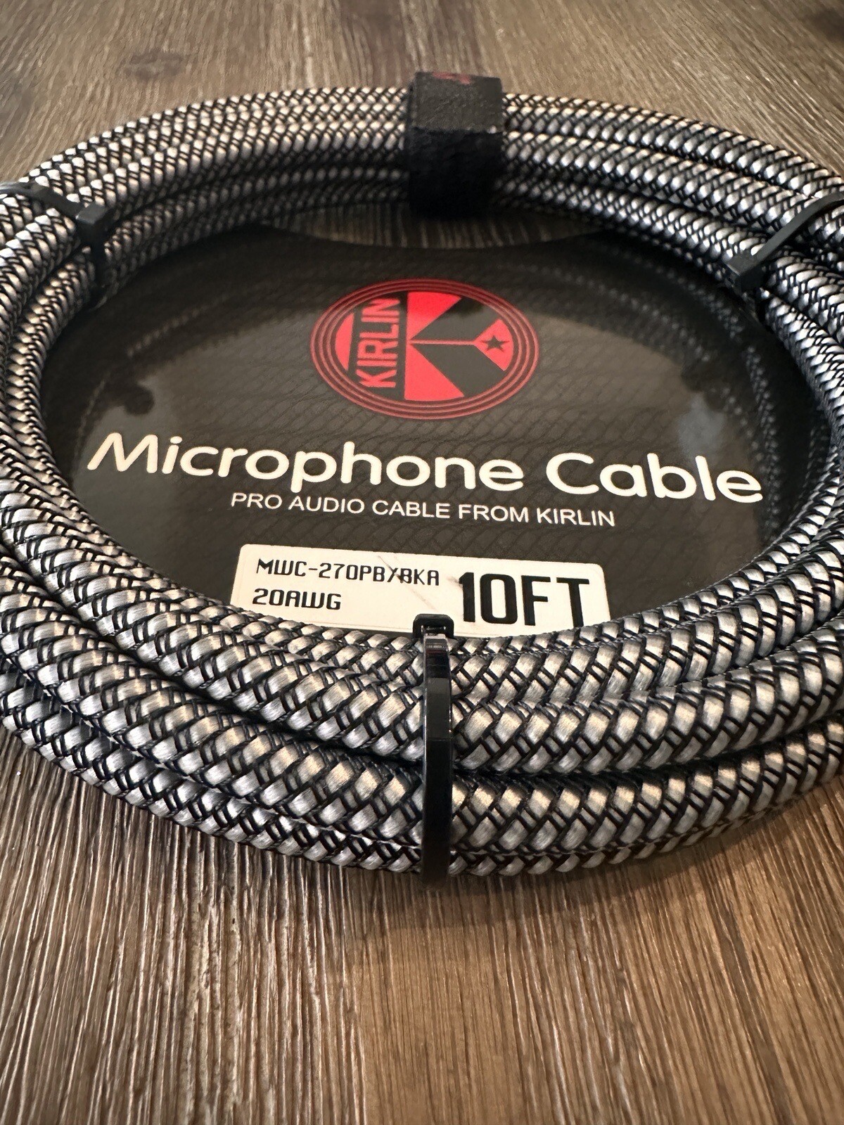 XLR Microphone Cable - Woven Charcoal Gray 10ft Kirlin Male to Female-20AWG New