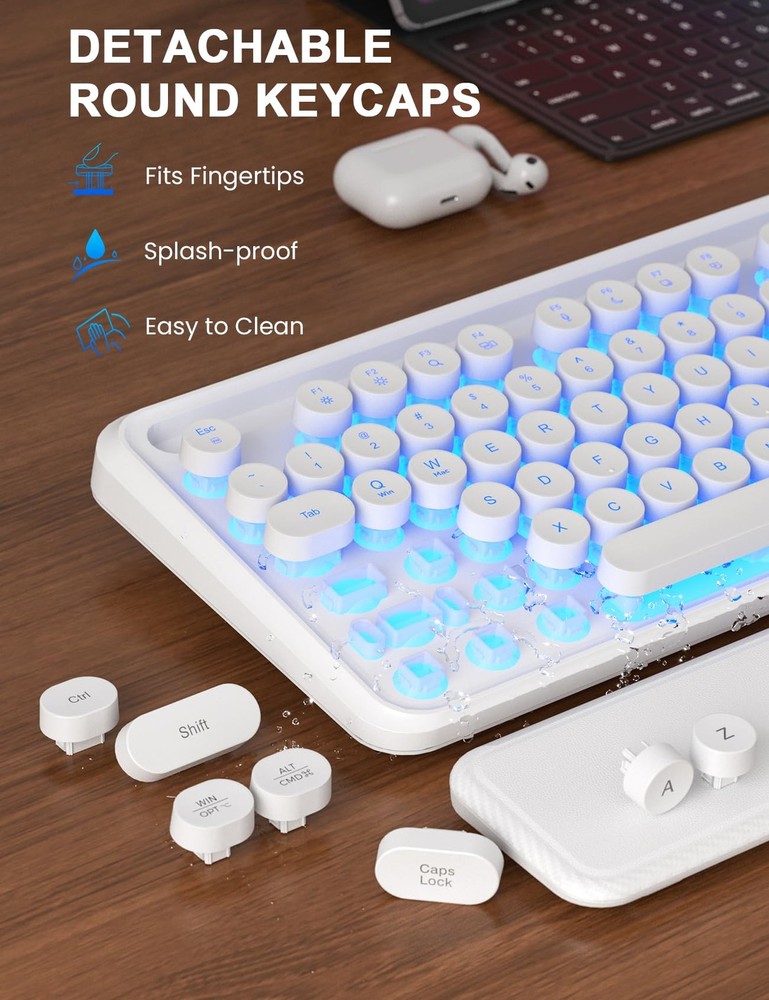 Wireless Keyboard and Mouse Combo Backlit Typewriter Keyboard with Magnetic ...