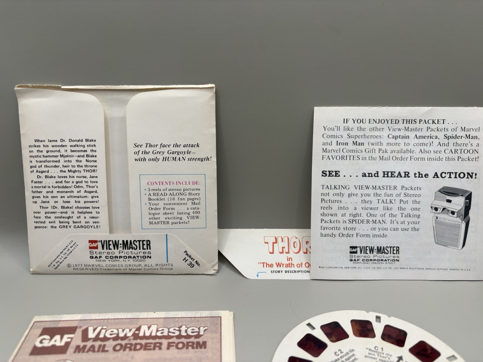 1977 Thor View Master Packet H39 3 Reel Set & Book Marvel Comics Wrath of Odin