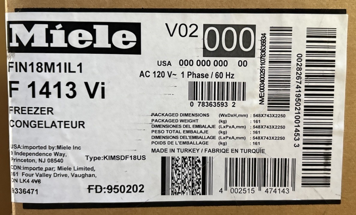Miele F1413VI 18" Left Hinge Freezer Column - Panel Ready