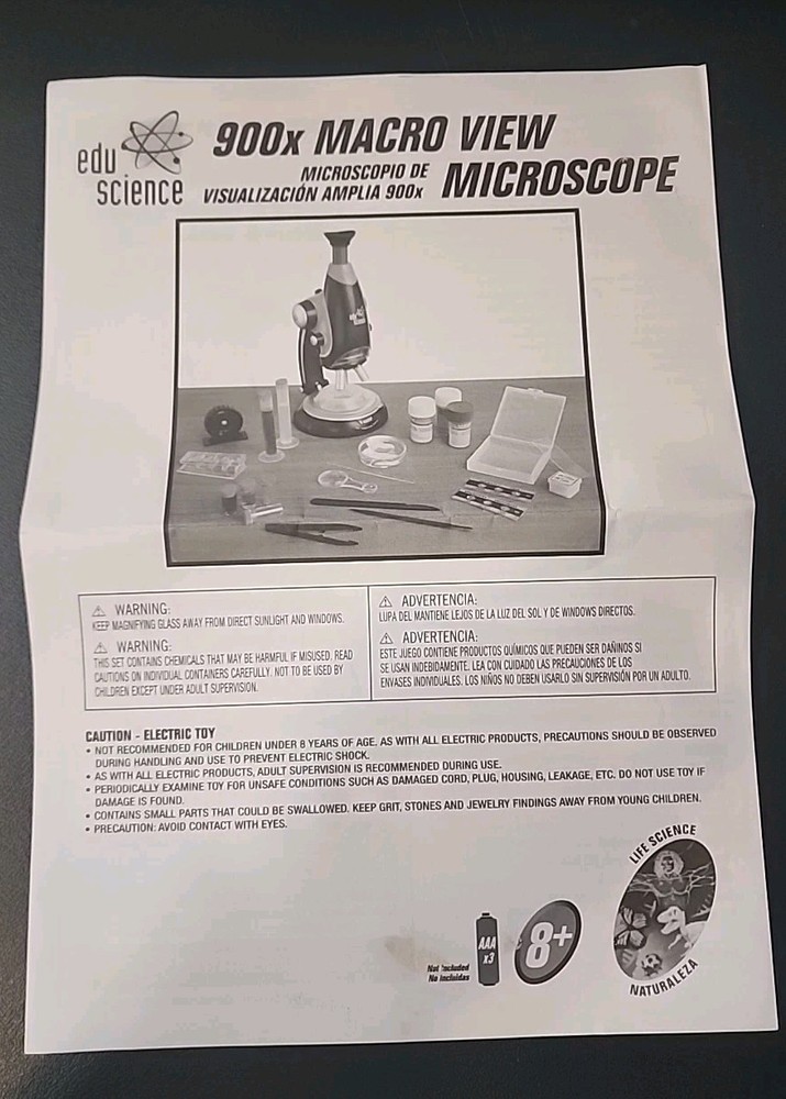 MICROSCOPE MACRO VIEW EDU Science 900x COMPLETE SET & CARRYING CASE