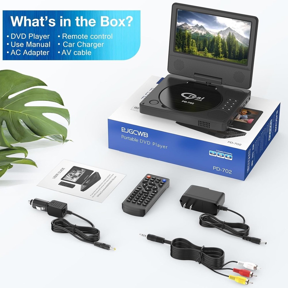 9.5" Portable DVD Player with HD Swivel Screen Support CD/DVD/SD/USB