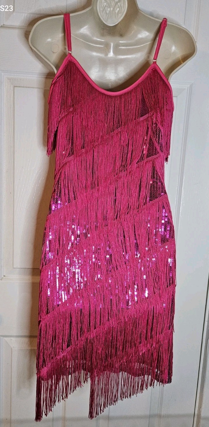 Fringe Gogo Showgirl Retro Flapper Sleeveless Dress Only 1920's Style Size M