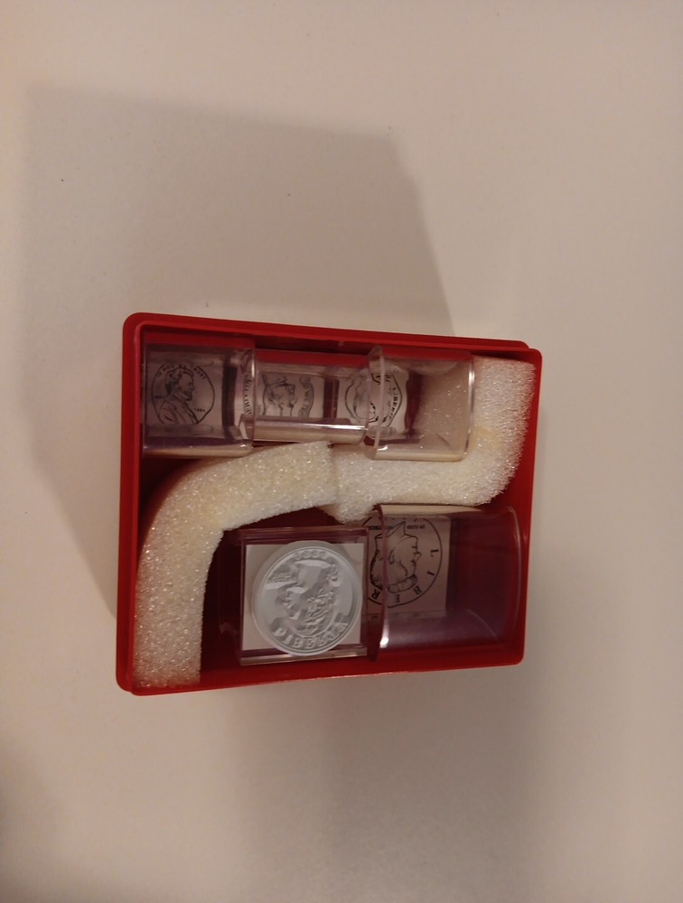 Learning Resources 5 Coins, Tails, Rubber Stamps w/ Red Plastic Case