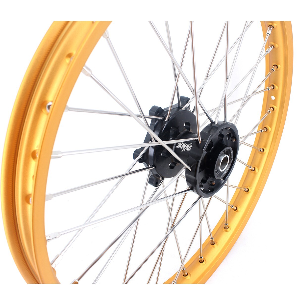 KKE 21/19 Wheels for Suzuki RM125 1996-2007 RM250 1996-2008 Gold Rims Black Hub