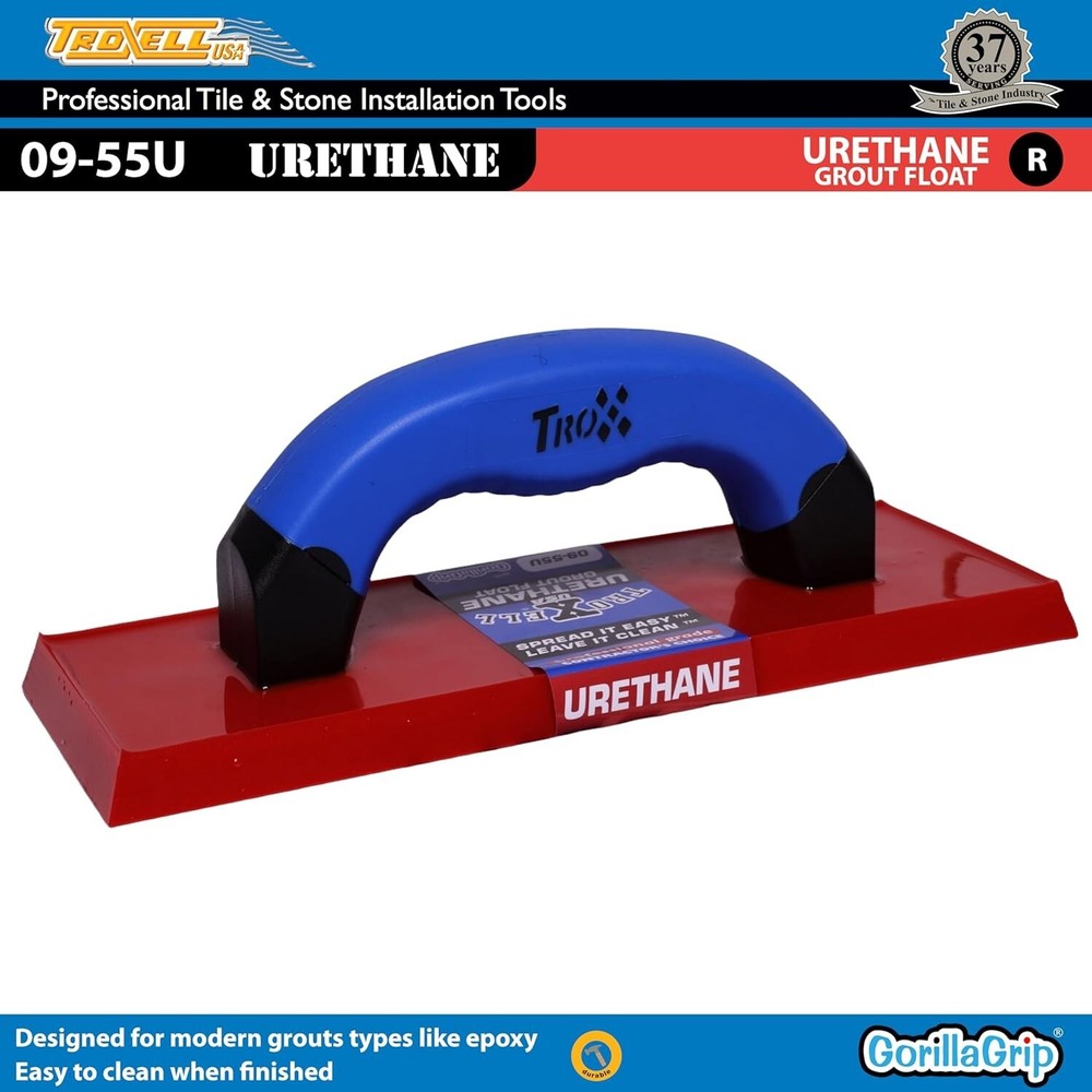 Effortless Grouting with 4" x 9" Urethane Float and SoftGrip Handle for Comfort