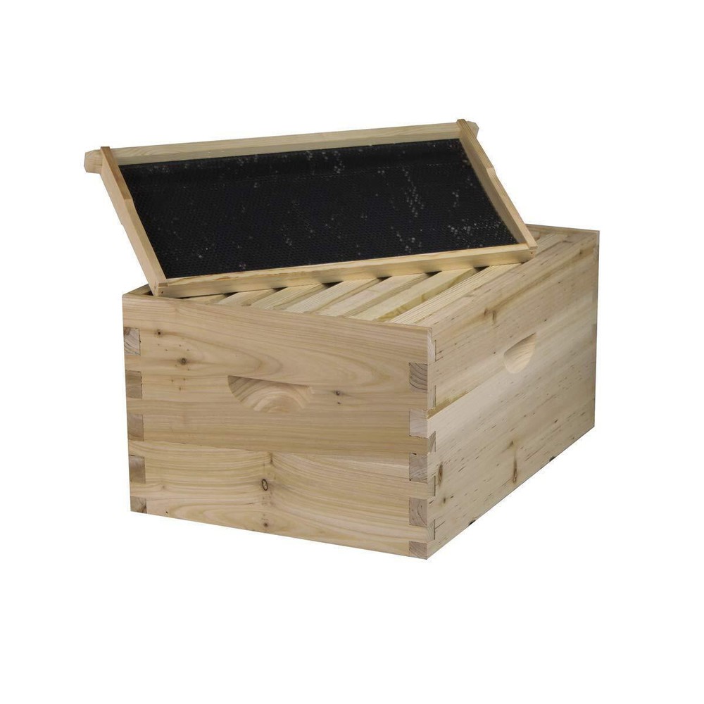 NuBee 8-Frame Beehive Kit – Unassembled (1 Deep + 1 Medium Box) with Frames & Wa