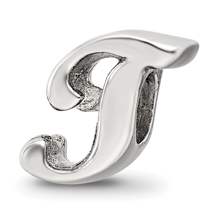 Silver Reflections Letter T Script Bead QRS1430T