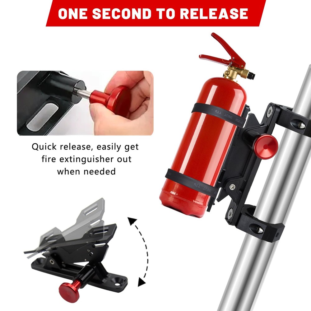 UTV Fire Extinguisher Mount Kit - Aluminum Adjustable Quick Release Black