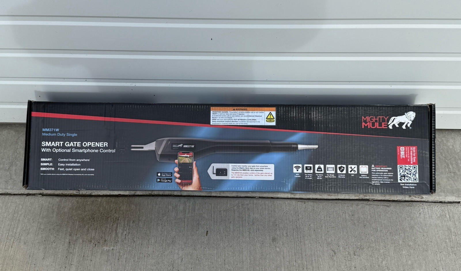 NEW - MIGHTY MULE MM371W SMART AUTOMATIC SINGLE GATE OPENER