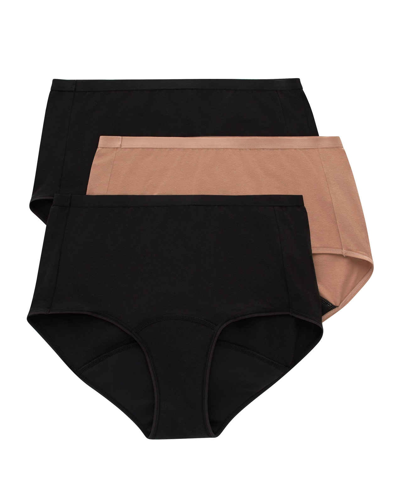 Hanes Comfort, Period. Brief Period Underwear, Super Leaks, 3-Pack
