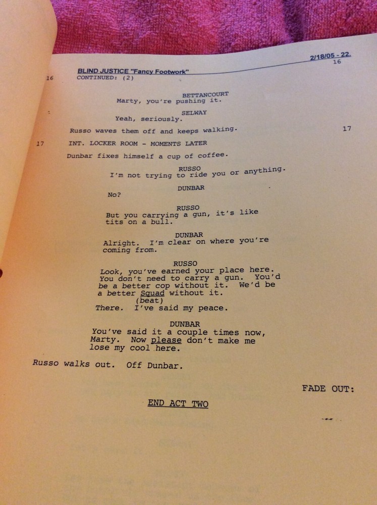 ORIGINAL SCRIPT BLIND JUSTICE FANCY FOOTWORK STEVEN BOCHCO RON ELDARD NICHOLS