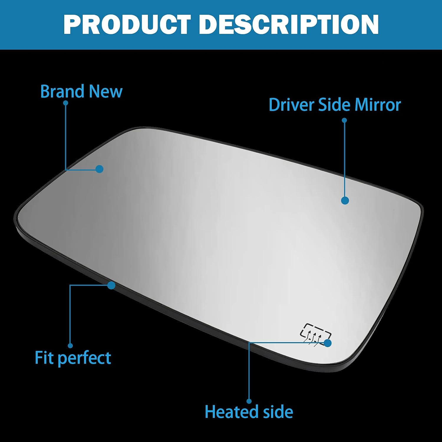 Driver Side Heated Mirror Glass Compatible with 2009-2018 Dodge Ram Pick-Up 1500