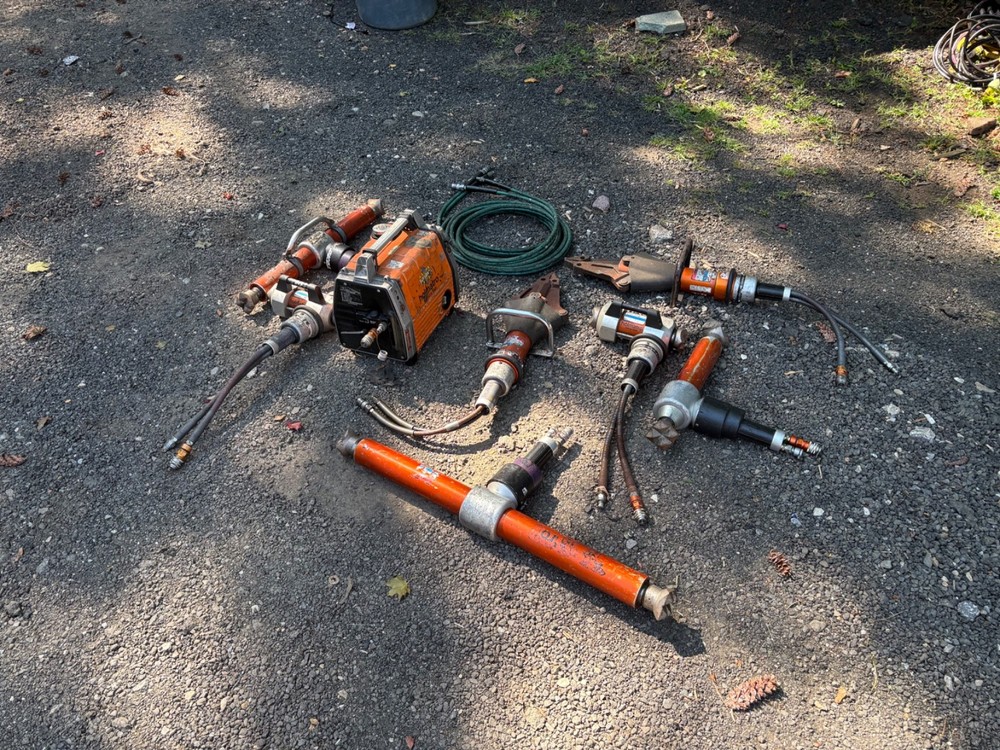 Holmatro rescue tools. Includes gas pump and assorted tools