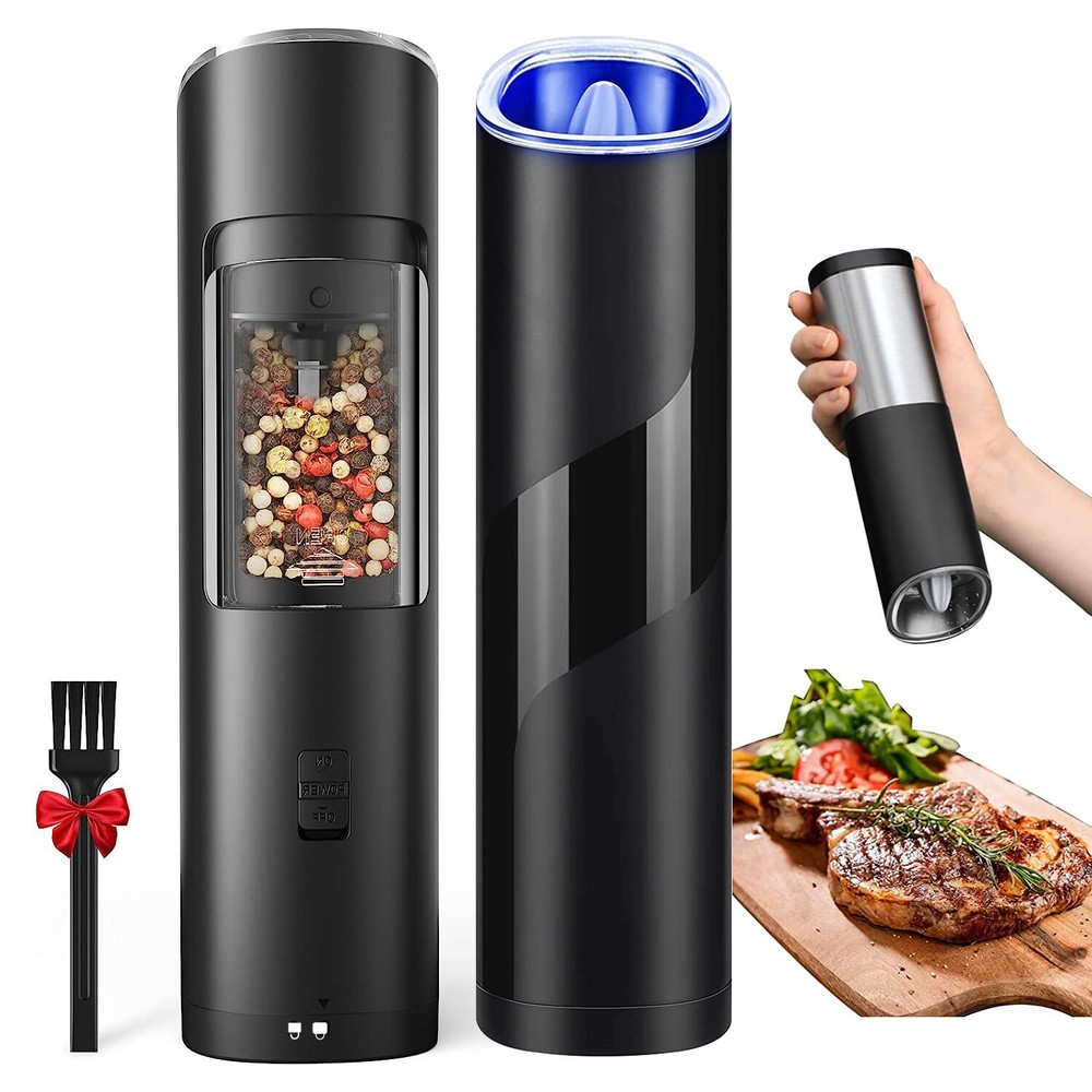 Automatic Gravity Electric Salt Pepper Grinder LED Set Adjustable Coarseness