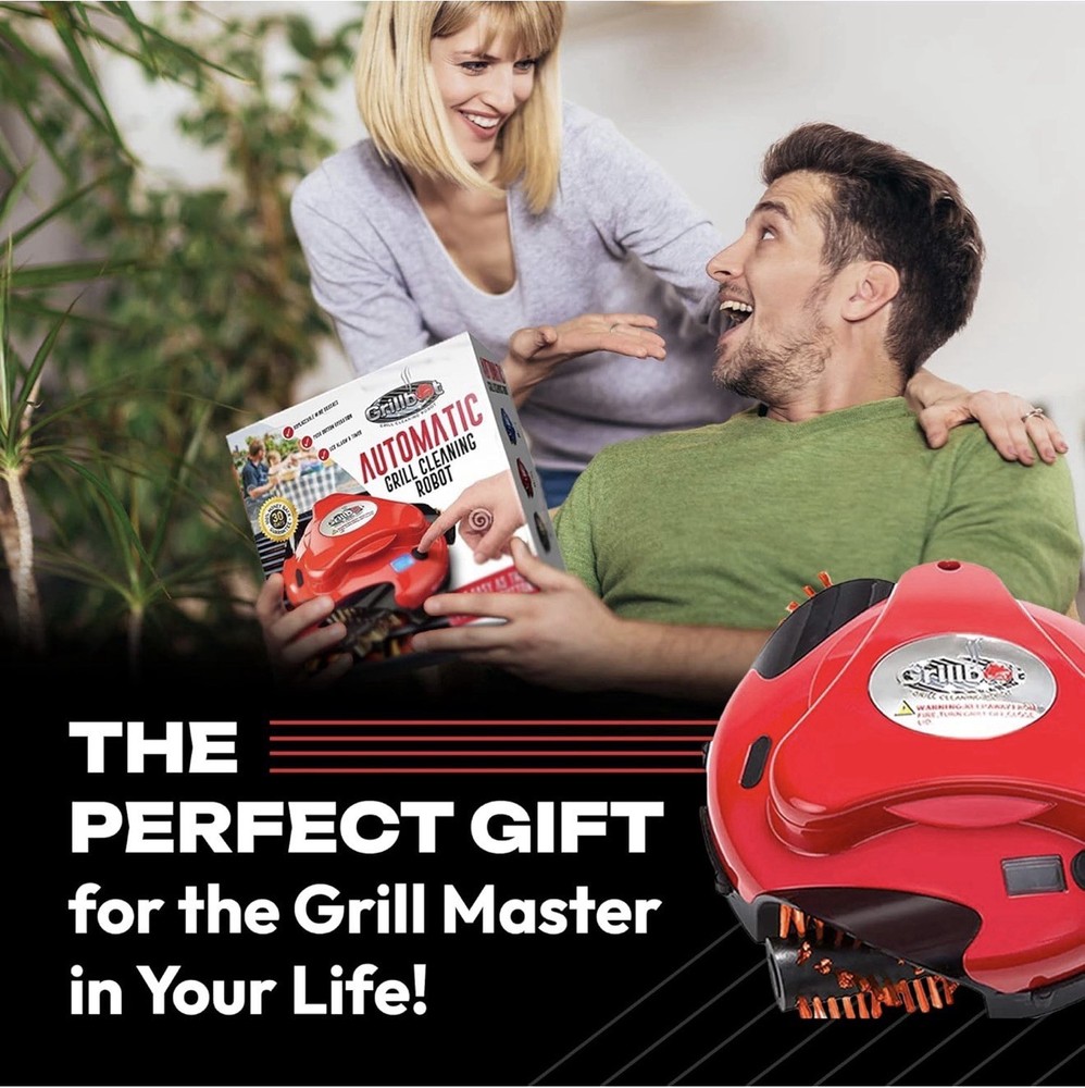 Grillbot Automatic Grill Cleaning Robot Red Rechargeable LCD Timer