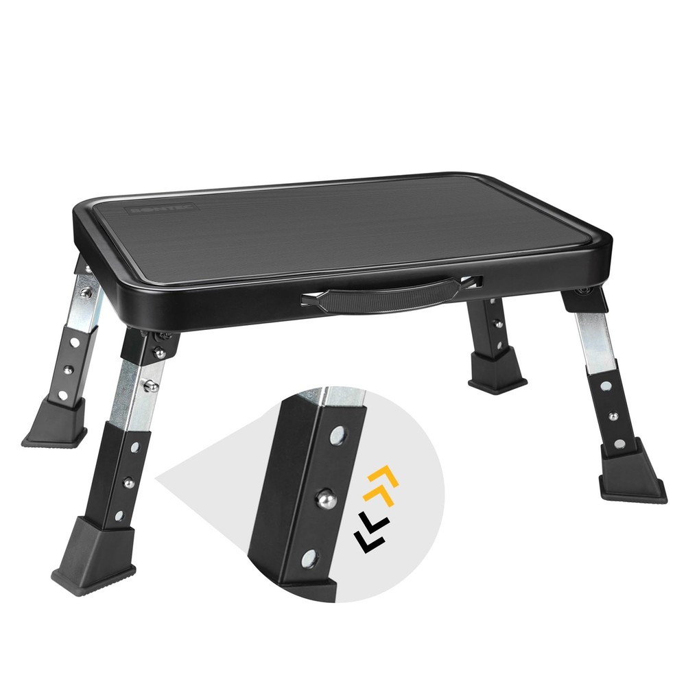 BONTEC Folding 3-Level Adjustable Metal Step Stool w/ Anti-Slip Platform
