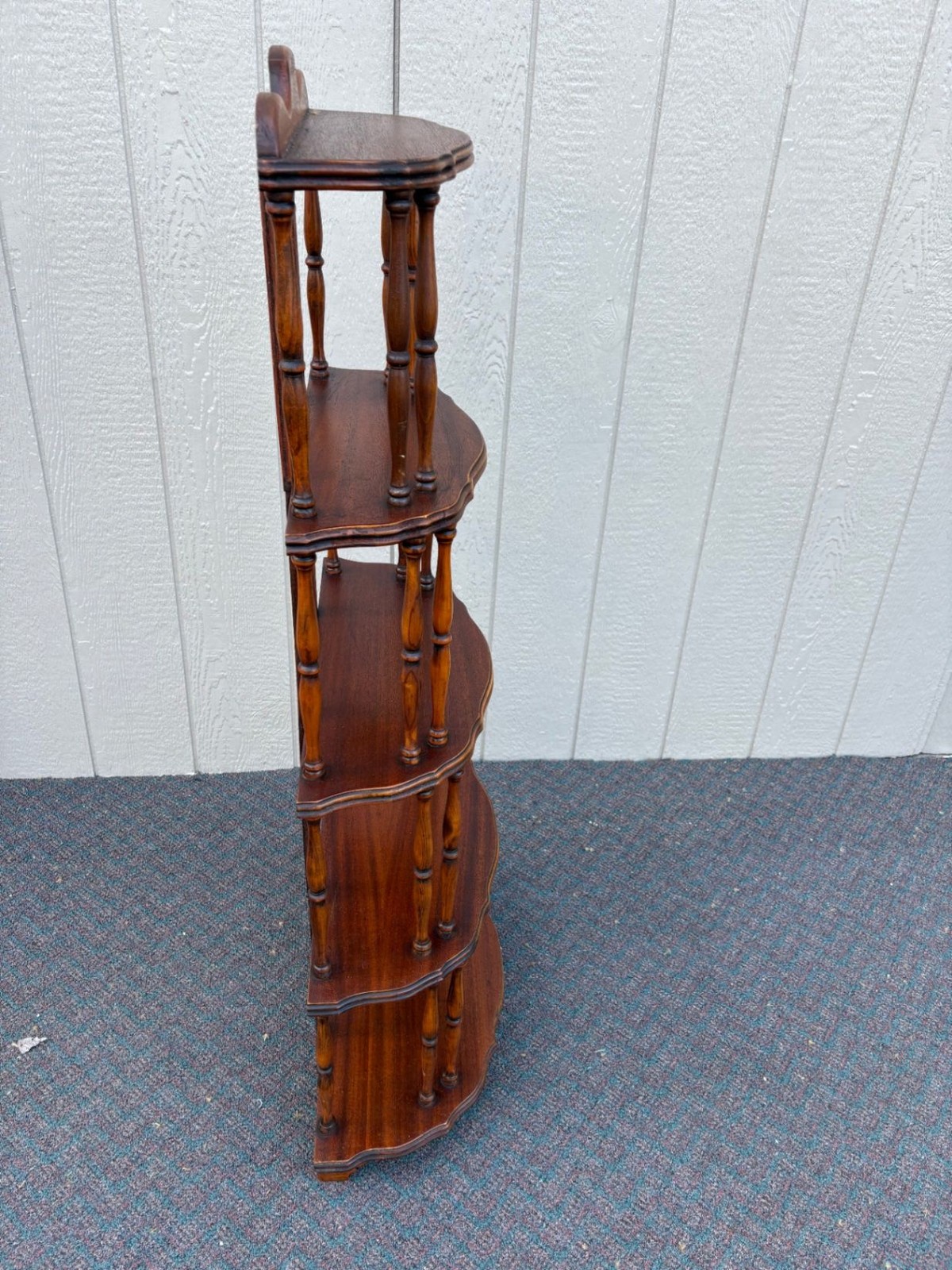 67560 Vintage Mahogany Whatnot Etagere Display Shelf with Turned Supports