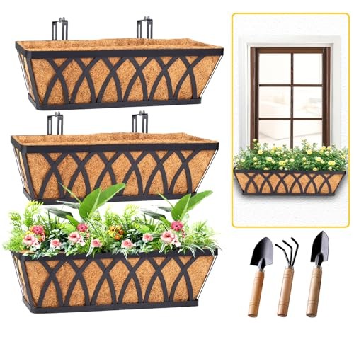 Deck Balcony Railing Planter Window Boxes - Pack Planter Box, 24 Inch 3