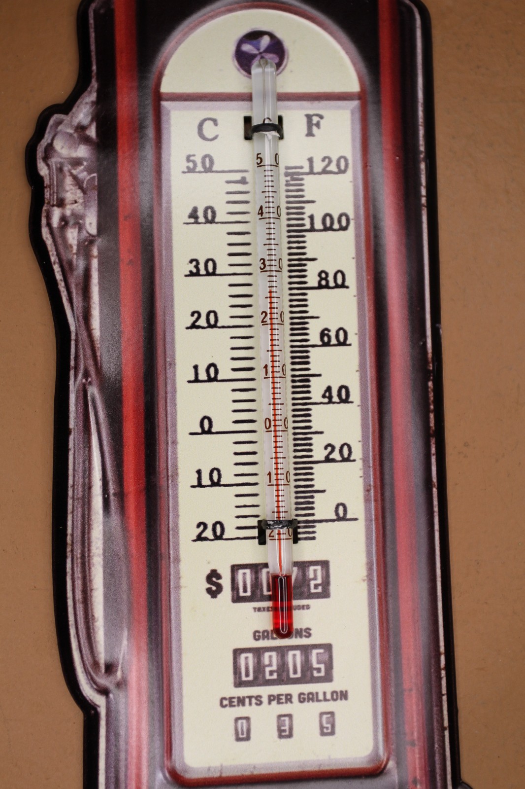 1-DAD'S GARAGE, Indoor And Outdoor Thermometer,Vintage Look Gas Pump, DG-016T